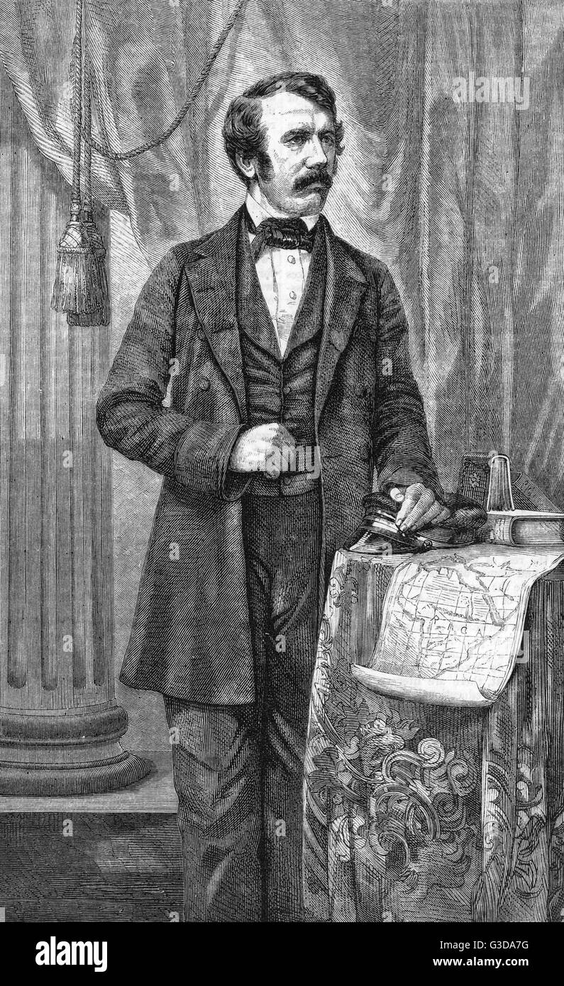 Porträt von David Livingstone (1813-1873), schottischer Missionar und Reisenden in Zentralafrika.  1857 Stockfoto