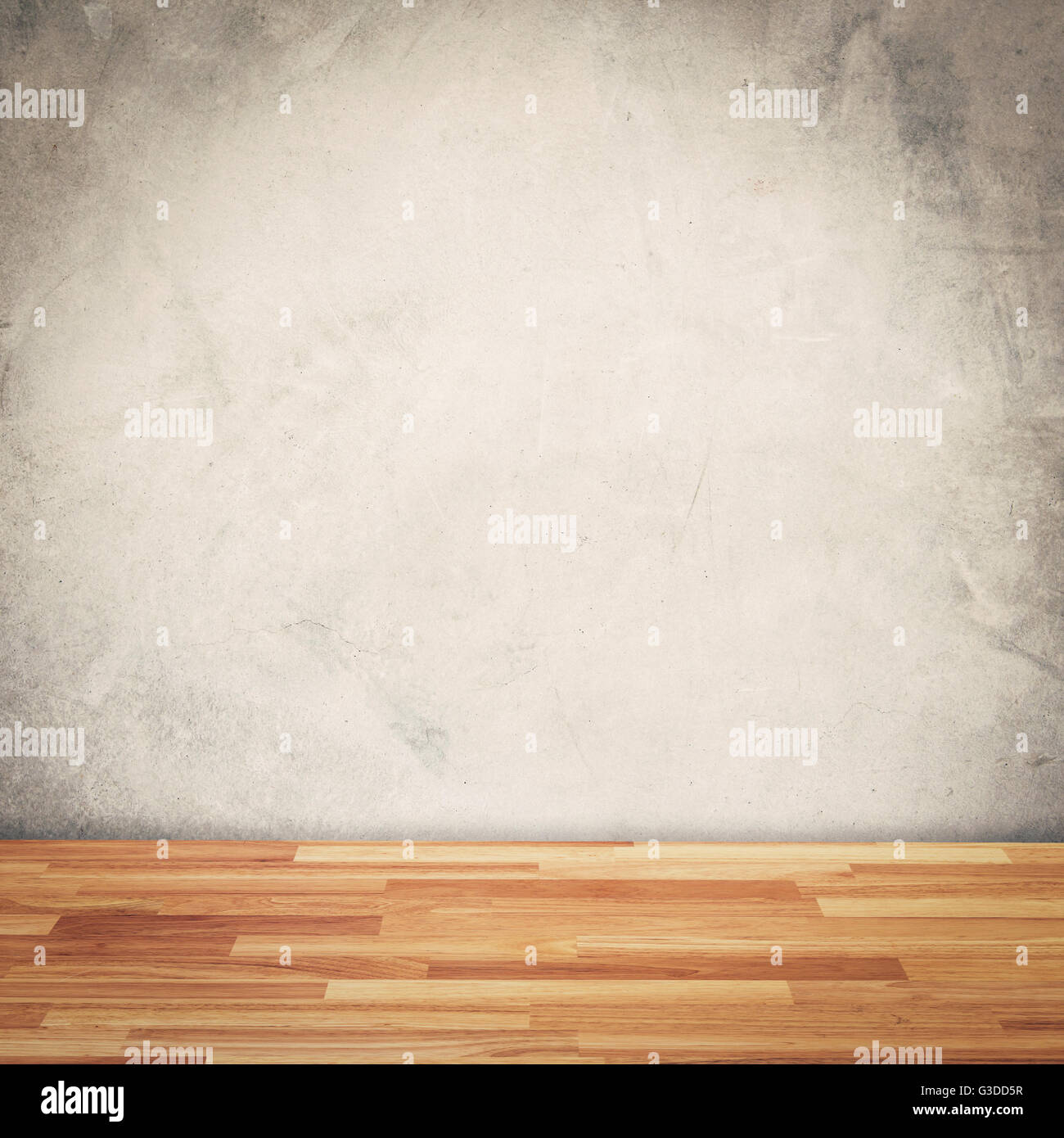 Zement Wand Hintergrund und Holz Boden mit Raum Stockfoto