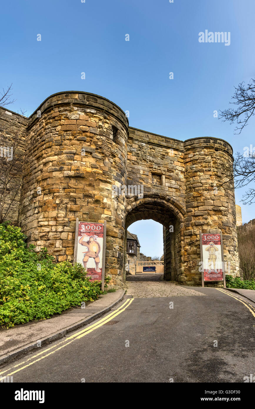 Der Eingang zum Scarborough Schloß Stockfoto