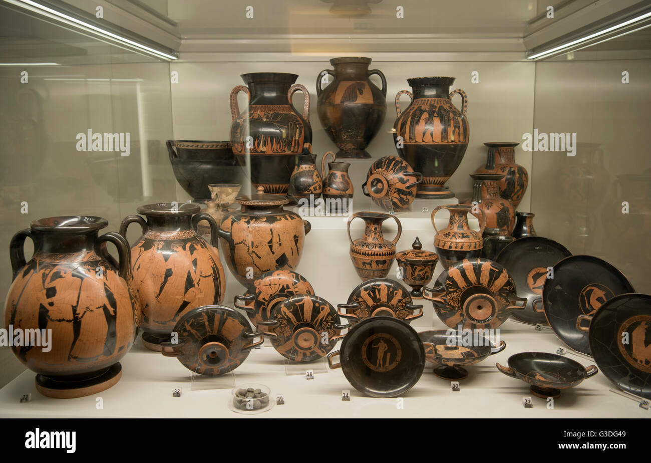 Italien, Rom, Museo Nazionale Etrusco di Villa Giulia, Griechische Vasen Stockfoto