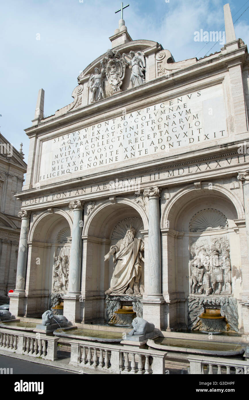 Italien, Rom, Piazza San Bernardo Auf Dem Quirinal, Mosesbrunnen (Fontana Acqua Felice Oder Fontana del Mosè), Ein barocker Stockfoto
