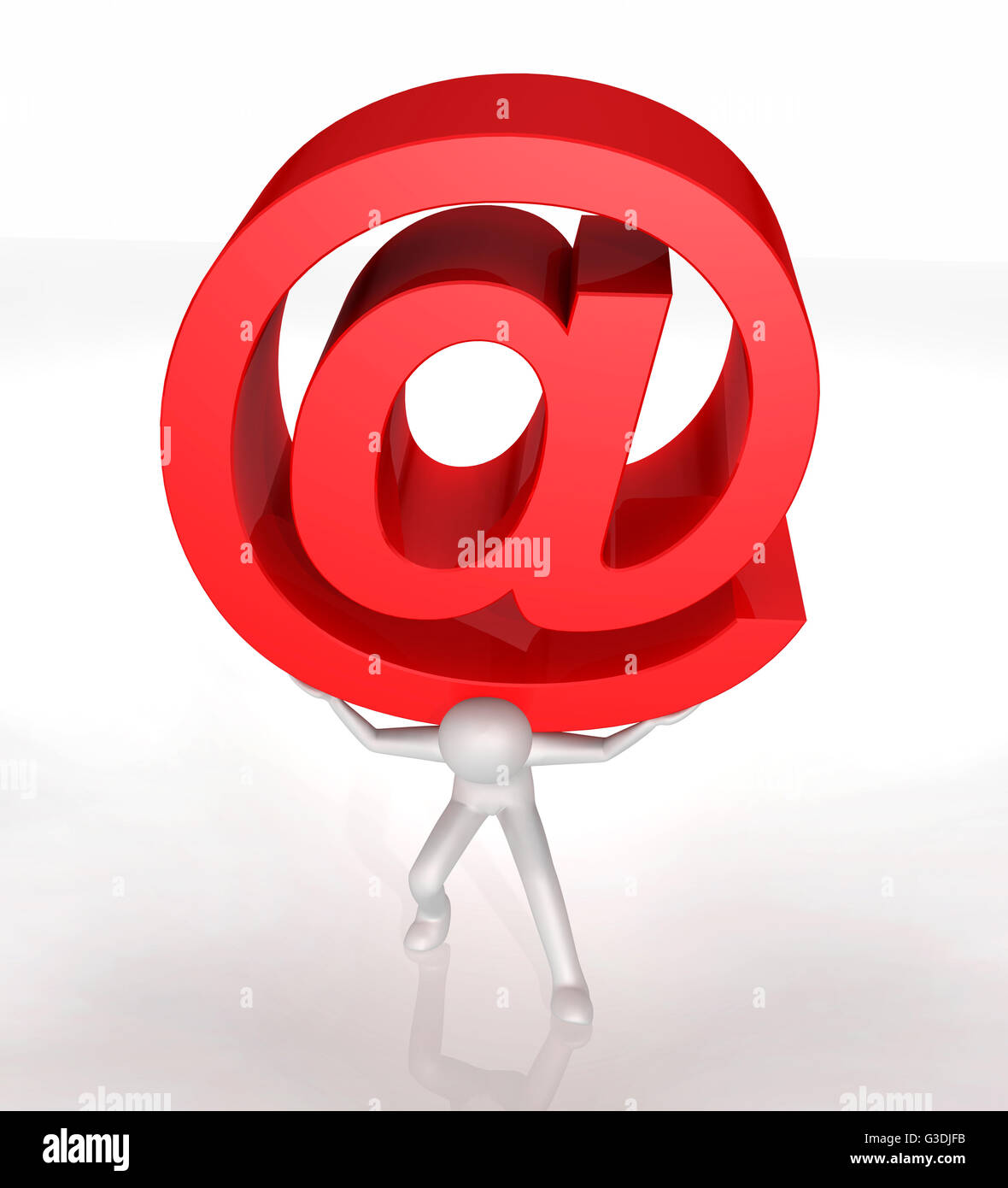 Atlas-Mann-Symbol hält die at-Zeichen Symbol - 3d illustration Stockfoto