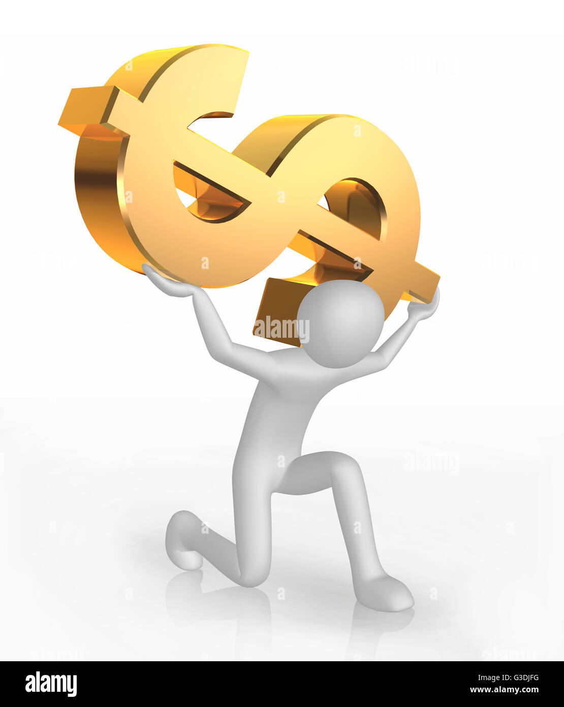 Atlas-Mann-Symbol hält die Dollar - 3d illustration Stockfoto