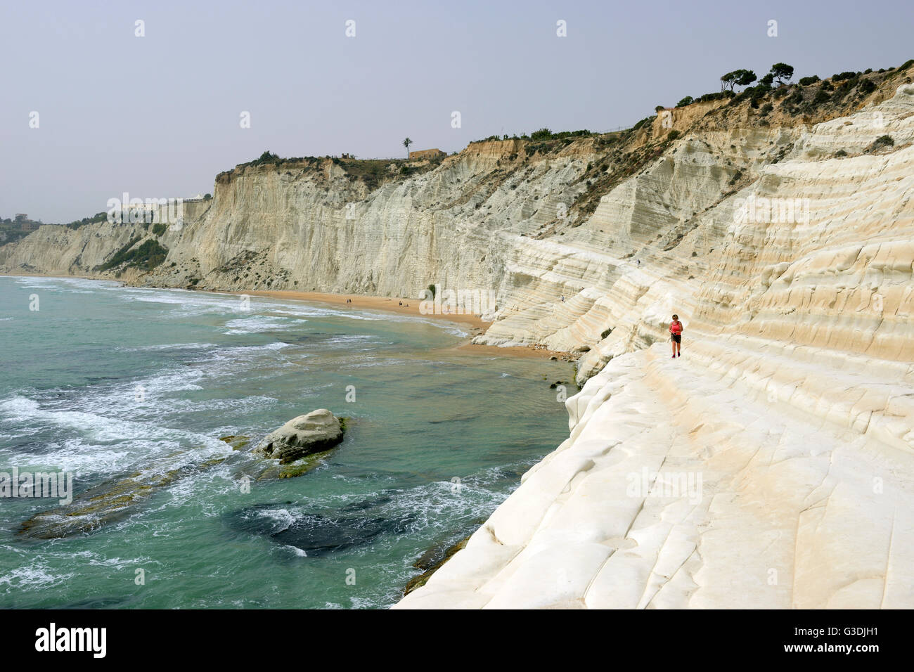 Weiße Mergel Klippen von Scala dei Turchi in der Nähe von Realmonte, Sizilien, Italien Stockfoto