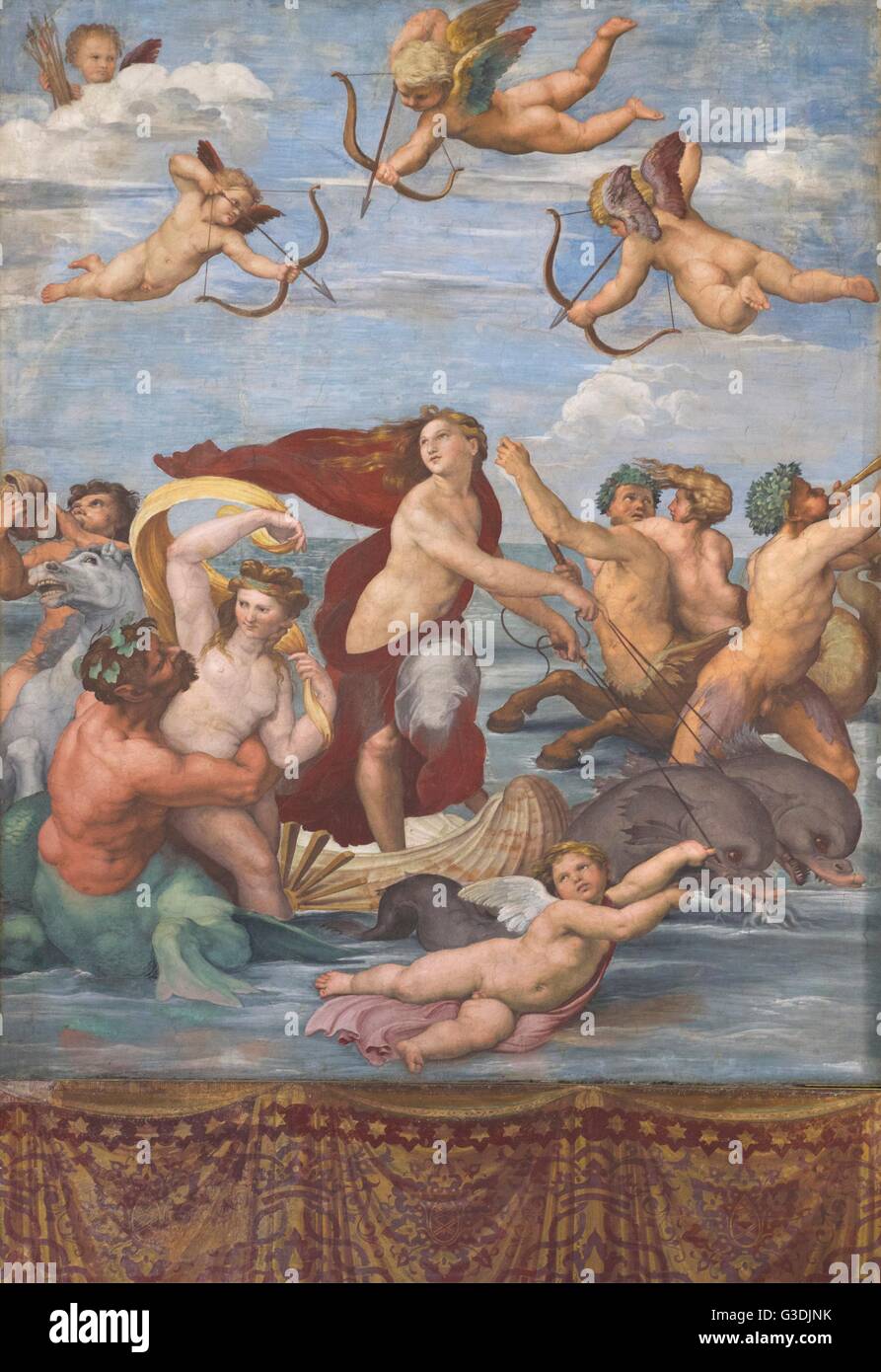 Triumph von Galatea, Raphael, 1512, Villa Farnesina, Rom, Italien, Europa Stockfoto