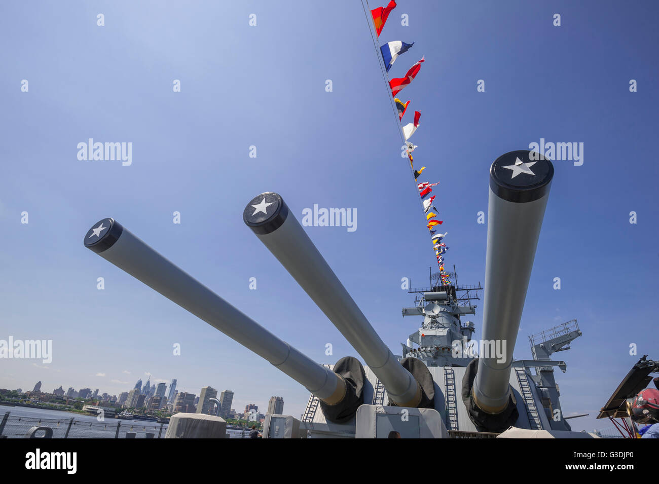 Die Kanonen von Schlachtschiff New Jersey, Camden New Jersey Stockfoto