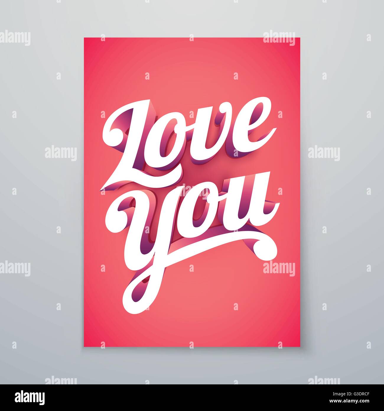 Liebe Sie Vektor benutzerdefinierte 3d Hand Schriftzug typografische Poster-Design. Stock Vektor