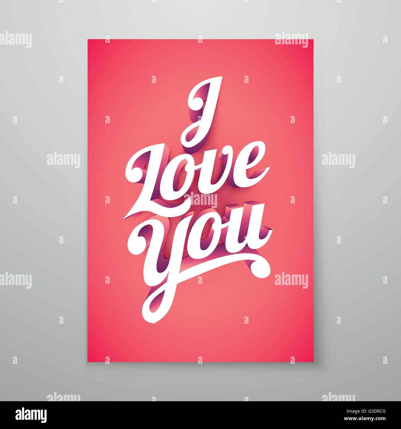 Ich liebe dich Vektor benutzerdefinierte 3d Hand Schriftzug typografische Poster-Design. Stock Vektor