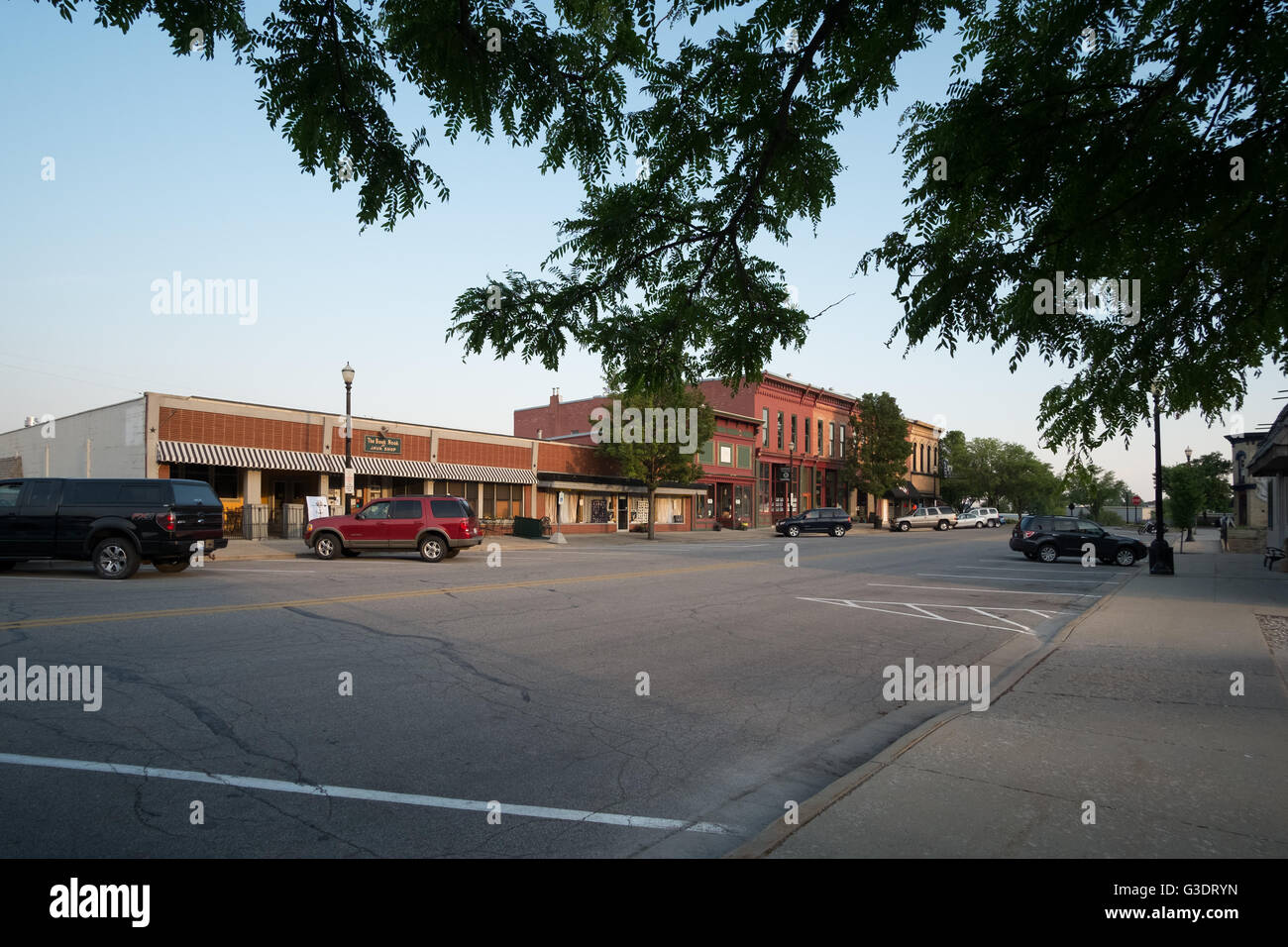 Ferry Street in der Innenstadt von Montague, Michigan. Stockfoto