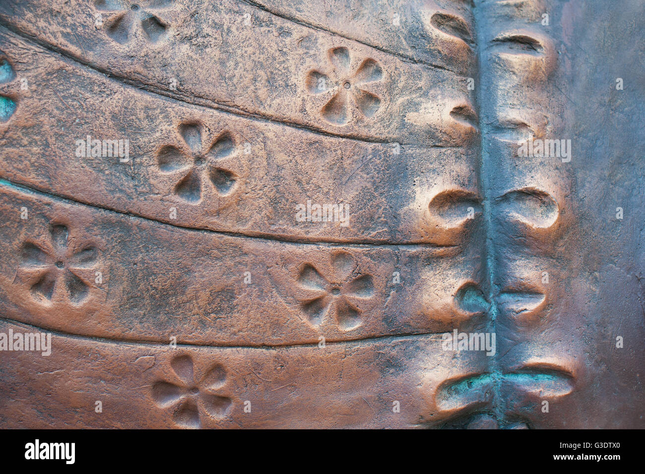 Abstrakte Kunst Blumen Malerei texturierten Kupfer Stockfoto