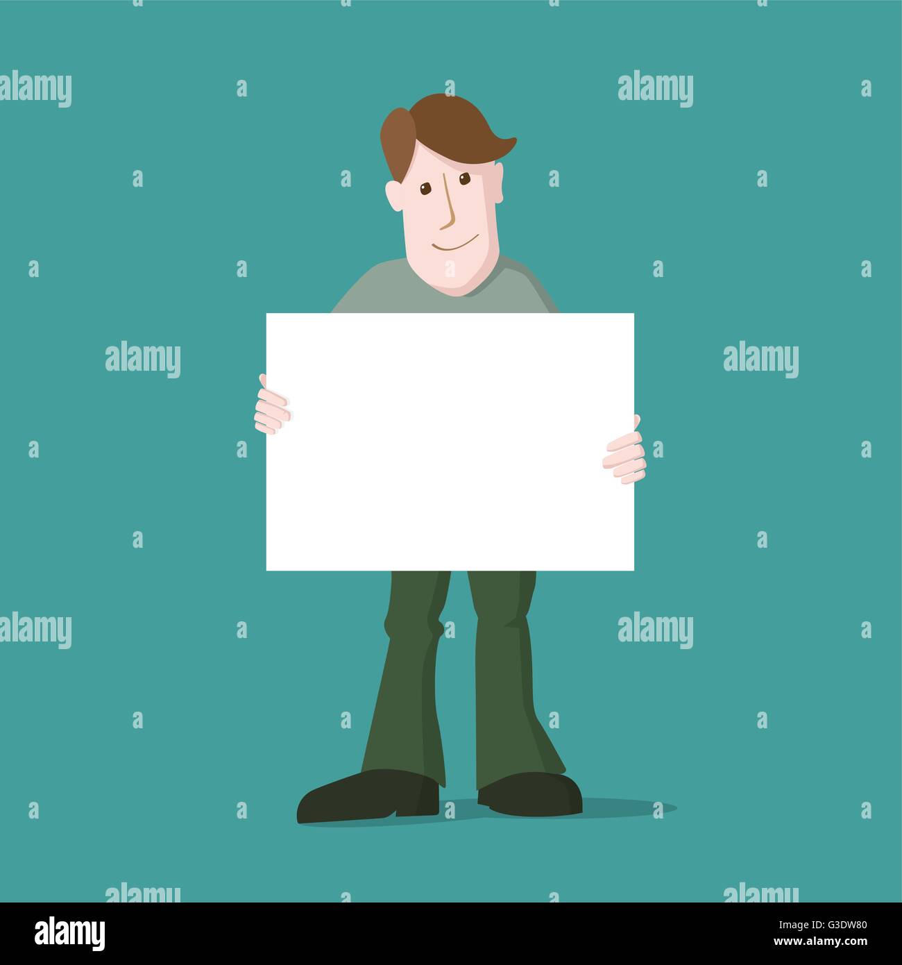 Vektor-Illustration der lässige Jüngling. Halten leere Message-Board. Stock Vektor