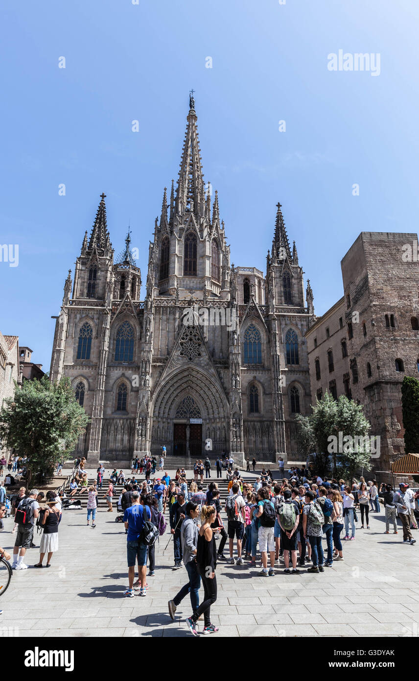 Kathedrale des Heiligen Kreuzes und Santa Eulalia, Barcelona, Katalonien, Spanien. Stockfoto