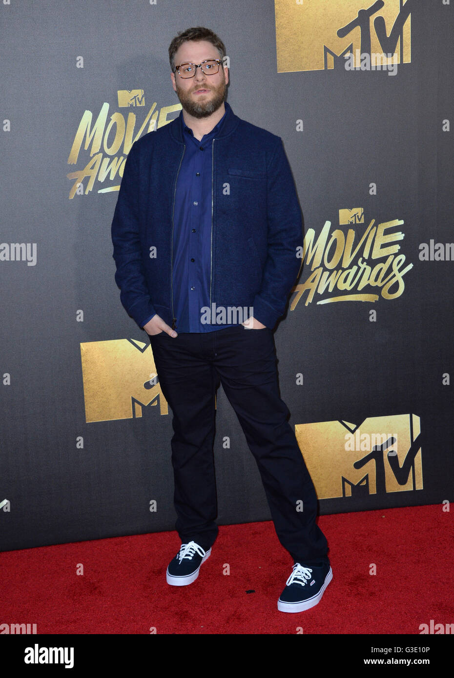 BURBANK, CA. 9. April 2016: Seth Rogen 2016 MTV Movie Awards in den Warner Bros Studios. NUR ZUR REDAKTIONELLEN VERWENDUNG. © Jaguar Stockfoto