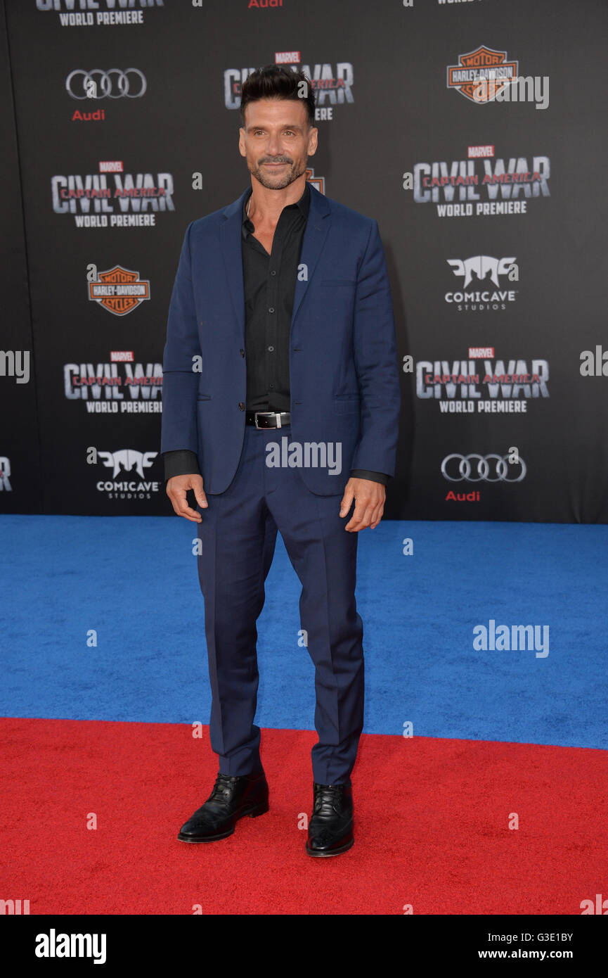 LOS ANGELES, CA. 12. April 2016: Schauspieler Frank Grillo bei der Weltpremiere von "Captain America: Bürgerkrieg" im Dolby Theater, Hollywood. Stockfoto