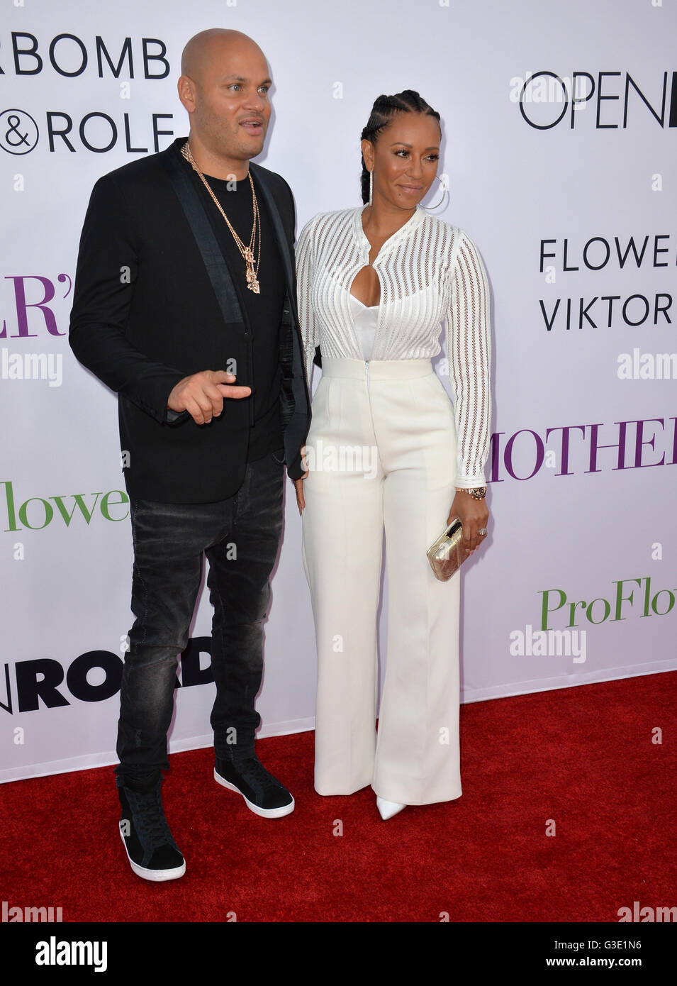 LOS ANGELES, CA. 13. April 2016: ehemalige Spice Girl Mel B & Ehemann Stephen Belafonte bei der Weltpremiere von "Muttertag" am TCL Chinese Theatre in Hollywood. Stockfoto