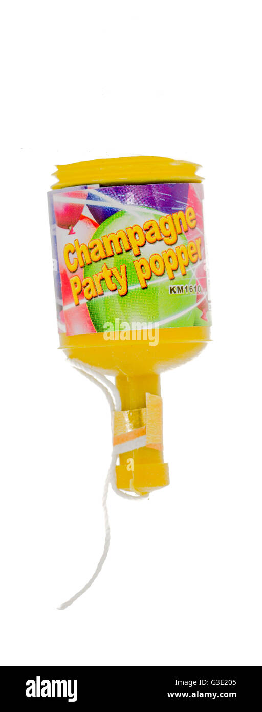 Winneconne, Wisconsin - 8. Juni 2016: Champagner-Party Popper auf einem isolierten Hintergrund Stockfoto