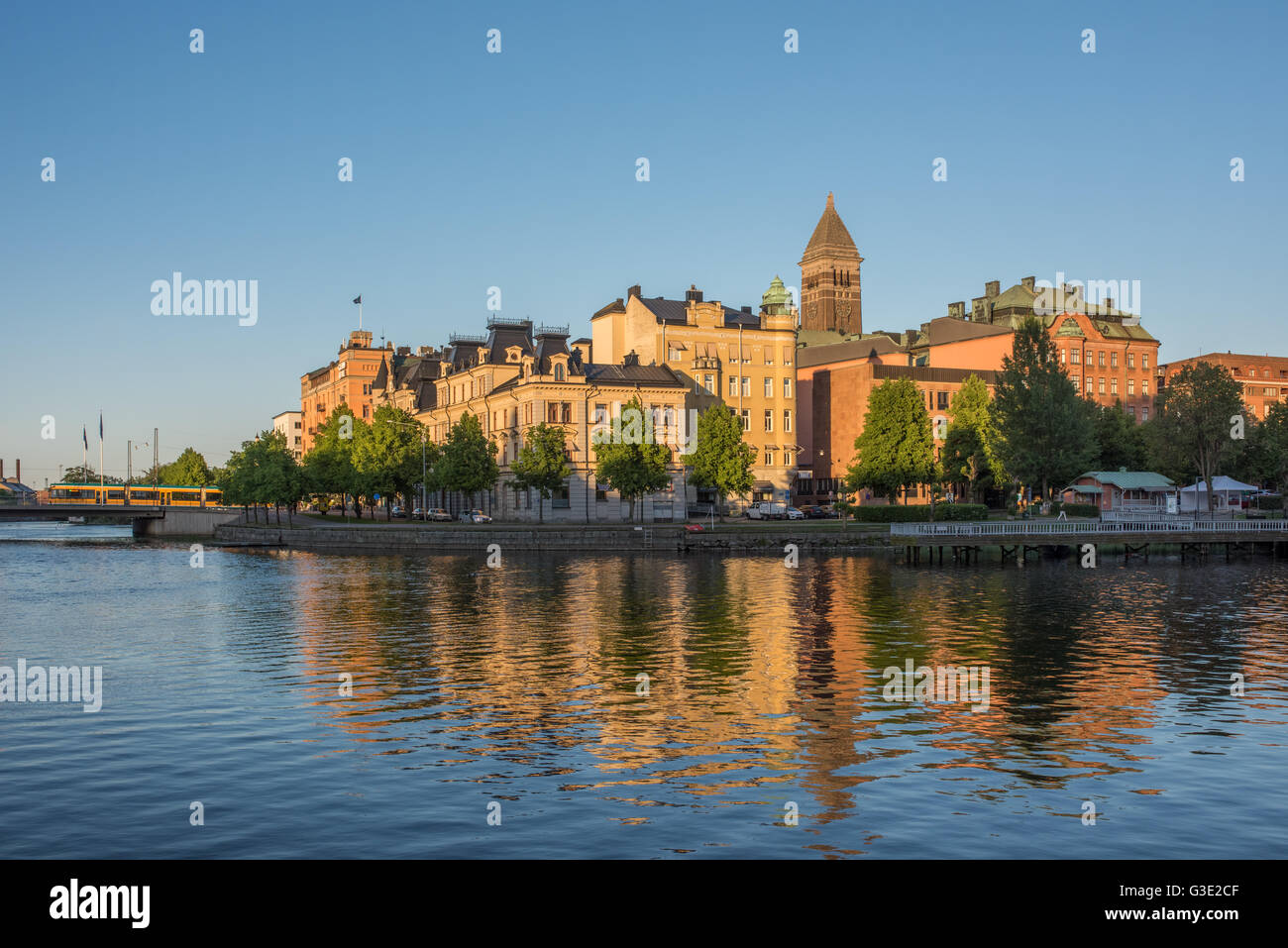 Sommerabend in Norrköping, Schweden. Stockfoto