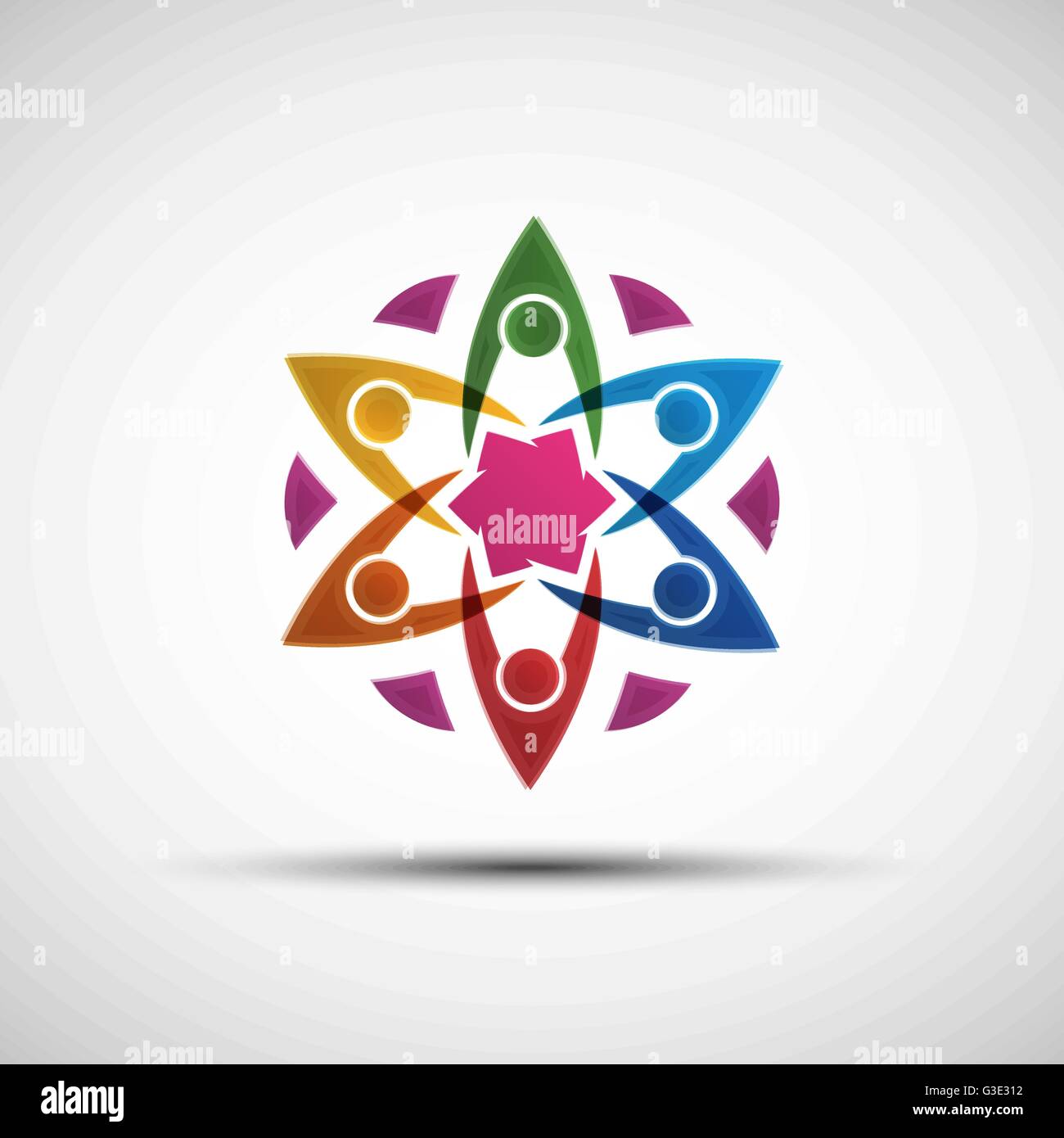 Vektor-Illustration von abstrakten bunten Gemeinschaft, Teamarbeit, glückliche Kinder, die lernen, Freunde oder große Familie Logo Vorlage Stock Vektor