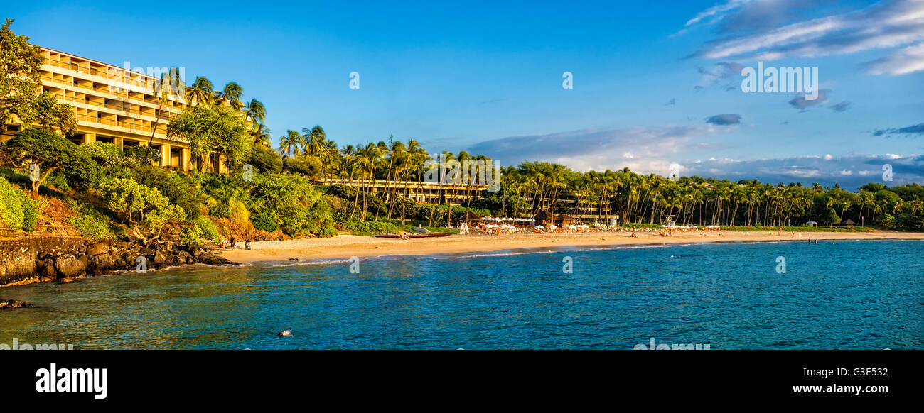 Mauna Kea Beach Hotel und Strand an der Kauna'oa Bucht; Waimea, Insel Hawaii, Hawaii, Vereinigte Staaten von Amerika Stockfoto