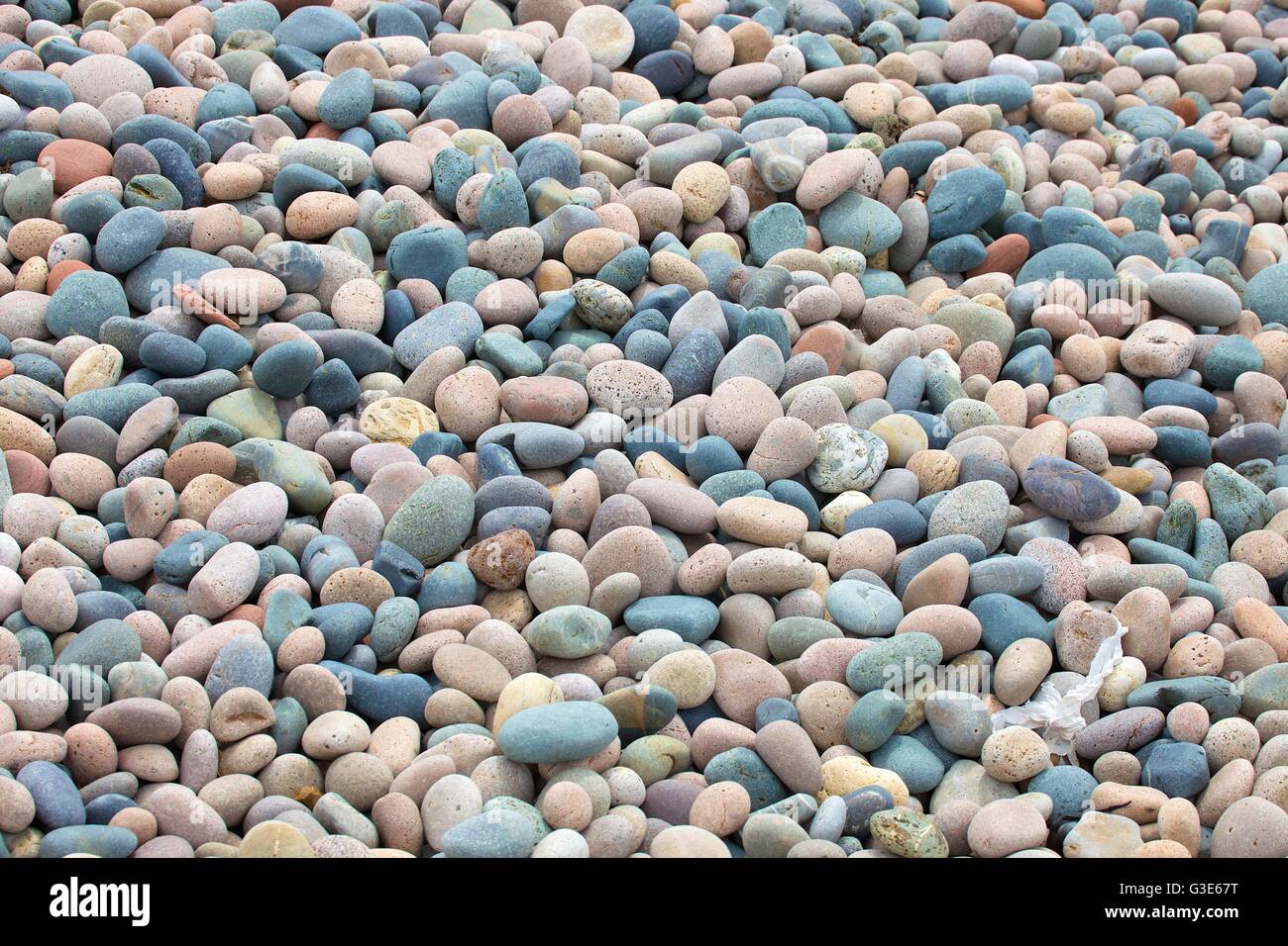 Kiesel. Nahaufnahme der Kiesstrand, Steinen Hintergrund. Stockfoto