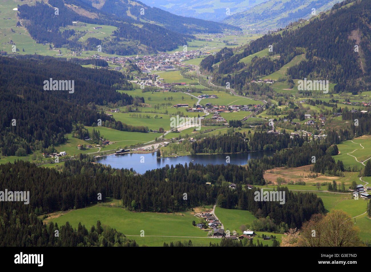 Österreich-Alpen-Tirol-Kitzbühel-Schwarzsee Seenlandschaft Stockfoto