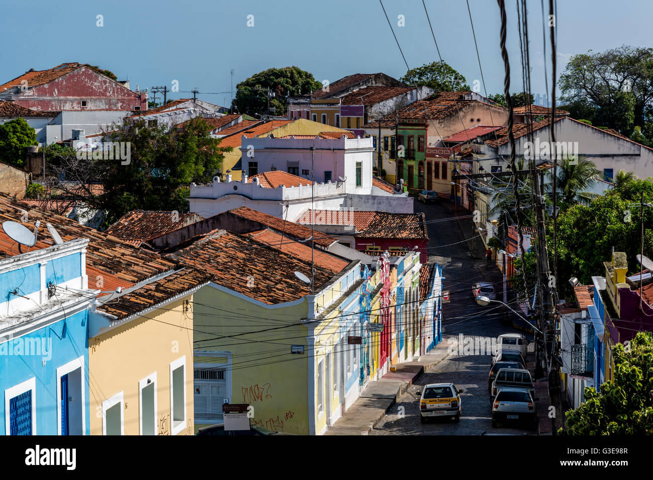 Steile Straße, Olinda, Pernambuco, Brasilien Stockfoto