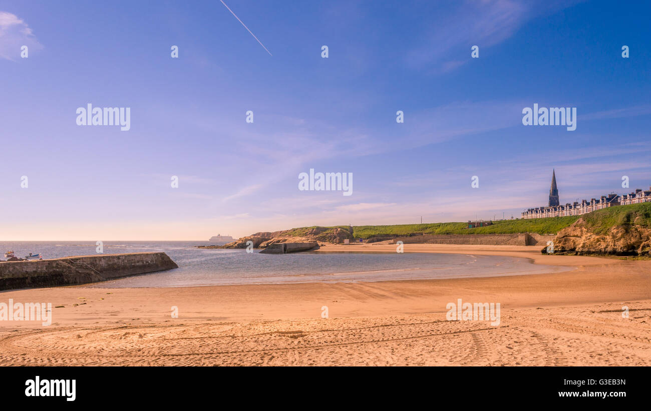 Bunte Cullercoats Bay Stockfoto