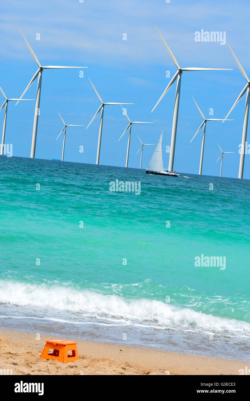 Offshore-Windenergieanlage Stockfoto