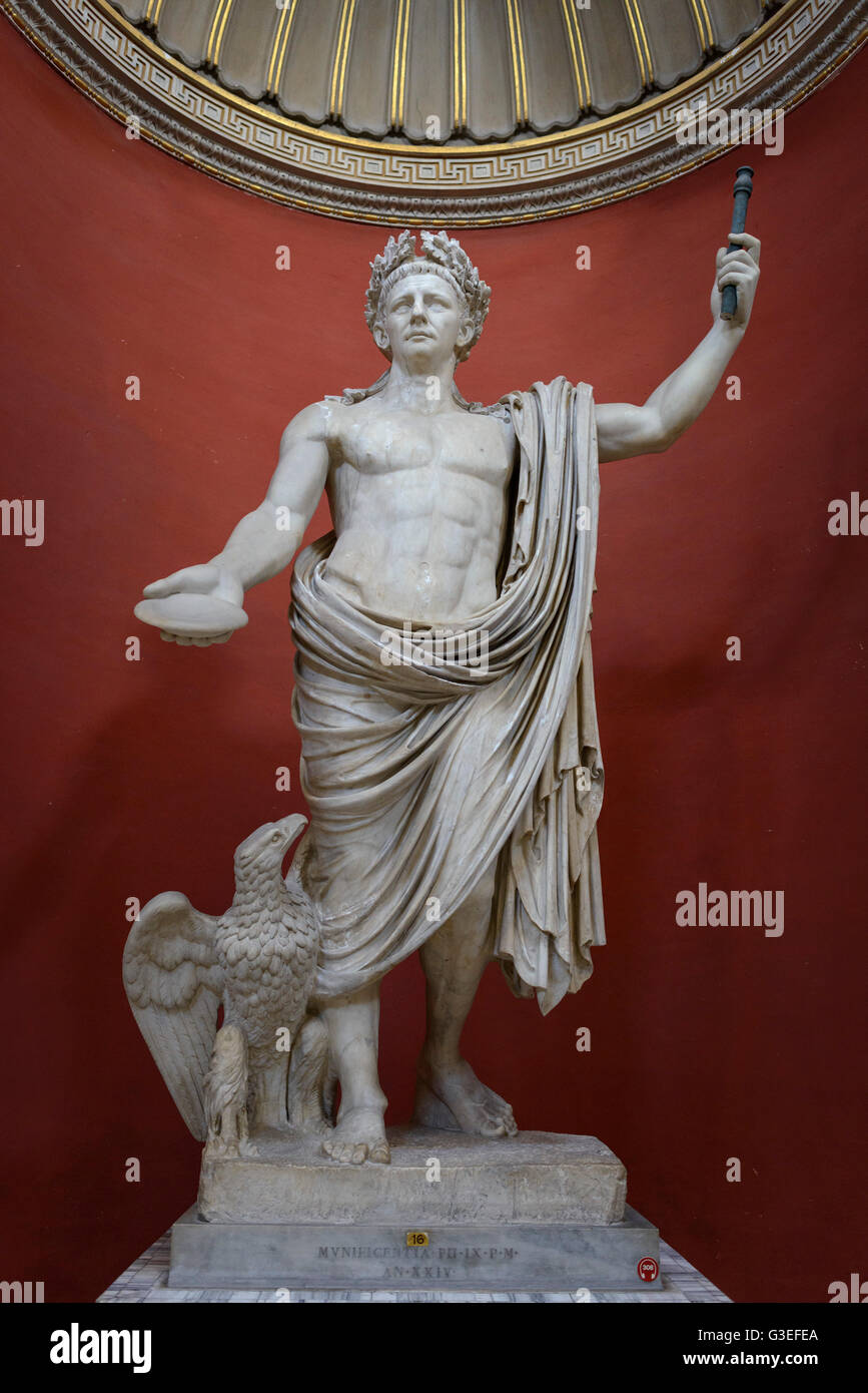 Rom. Italien. Statue des römischen Kaisers Claudius (1 August 10 v. Chr. – 13 Oktober 54 n. Chr.) Vatikanischen Museen. Stockfoto