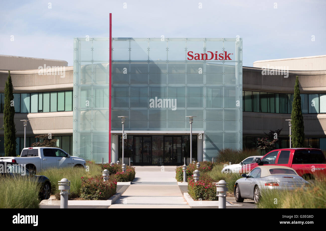 SanDisk Unternehmenszentrale in Milpitas, Kalifornien. Stockfoto
