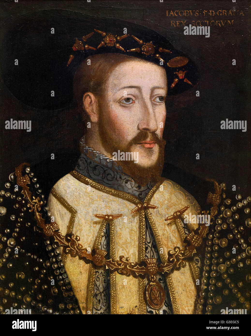 König James V. von Schottland (1512 - 1542). James V war der Vater von Maria, Königin von Schottland. Porträt von unbekannter Künstler, Öl auf Leinwand, c 1579. Stockfoto