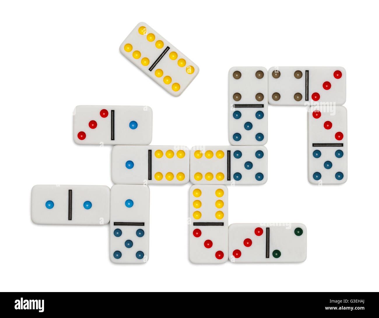 Partie Domino, Isolated on White Background. Stockfoto