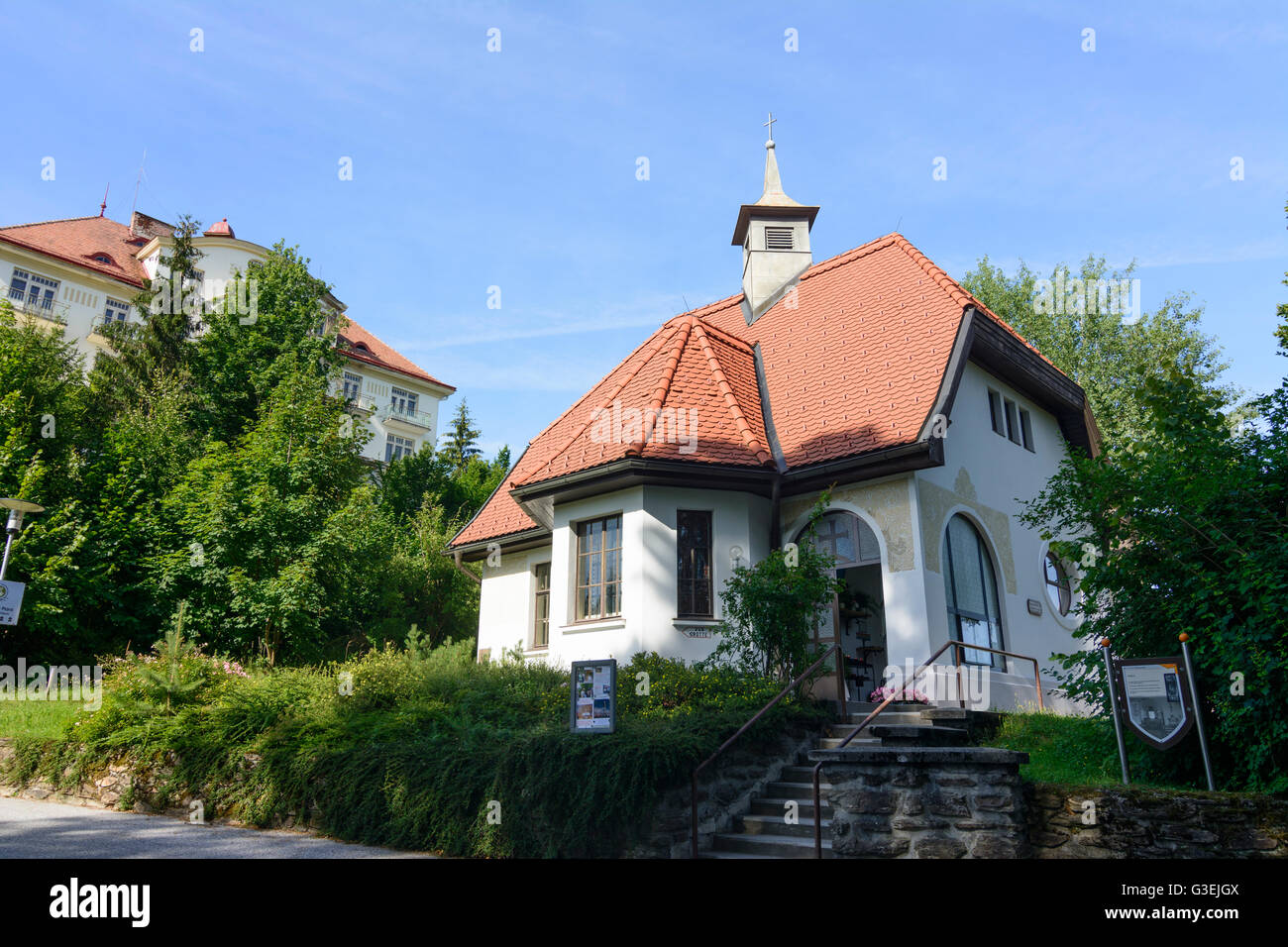 Kapelle des ehemaligen Sanatoriums in Hochegg, Österreich, Niederösterreich, Niederösterreich, Wiener Alpen, Grimmenstein Stockfoto