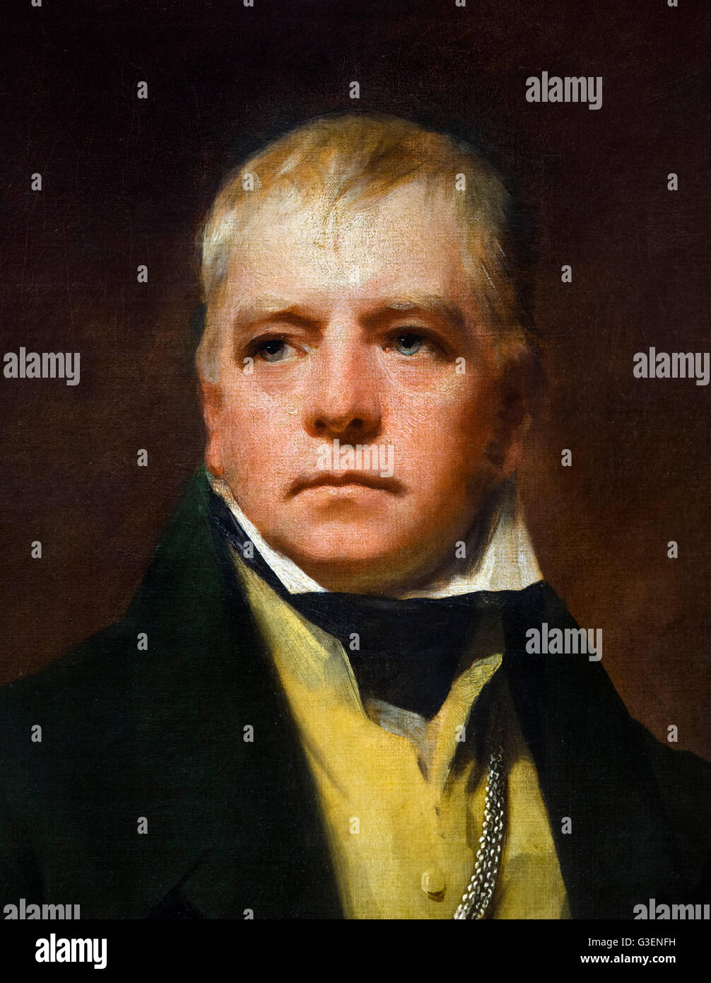 Sir Walter Scott. Die schottischen Schriftsteller Sir Walter Scott (1771 – 1832) Porträt von Henry Raeburn, Öl auf Leinwand, 1822. Stockfoto