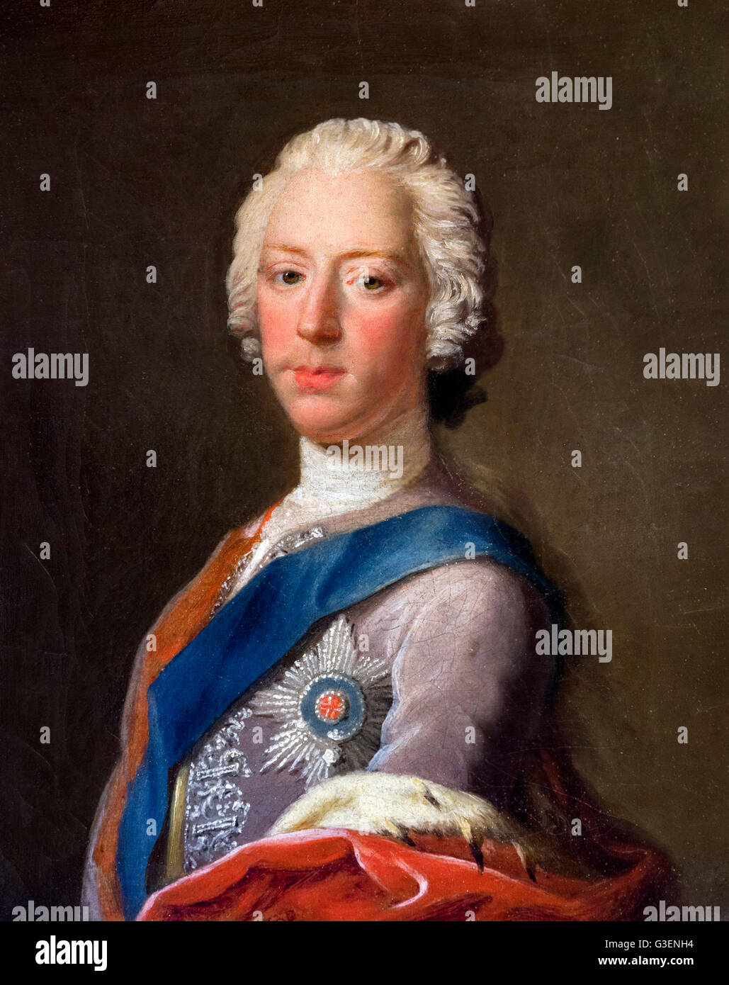 Bonnie Prince Charlie Porträt. Prinz Charles Edward Stuart (1720-1788), Gemälde von Allan Ramsay, Öl auf Leinwand, c.1745. Stockfoto