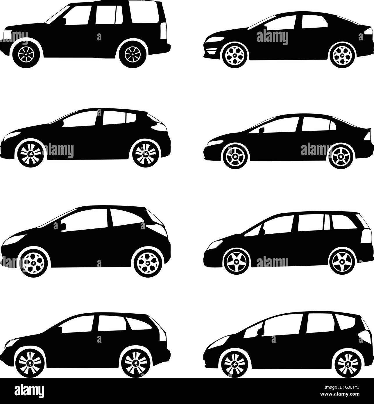 Silhouette Autos auf einem weißen Hintergrund. Vektor-Illustration. Stock Vektor