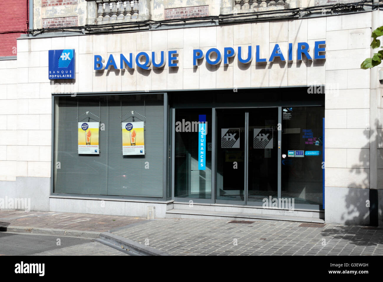 Ein Zweig der Banque Populaire in Bethune, Hauts-de-France, Pas-De-Calais, Frankreich. Stockfoto