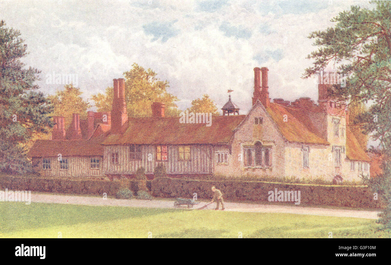 KENT: Ightham Mote von der Terrasse, antique print 1907 Stockfoto