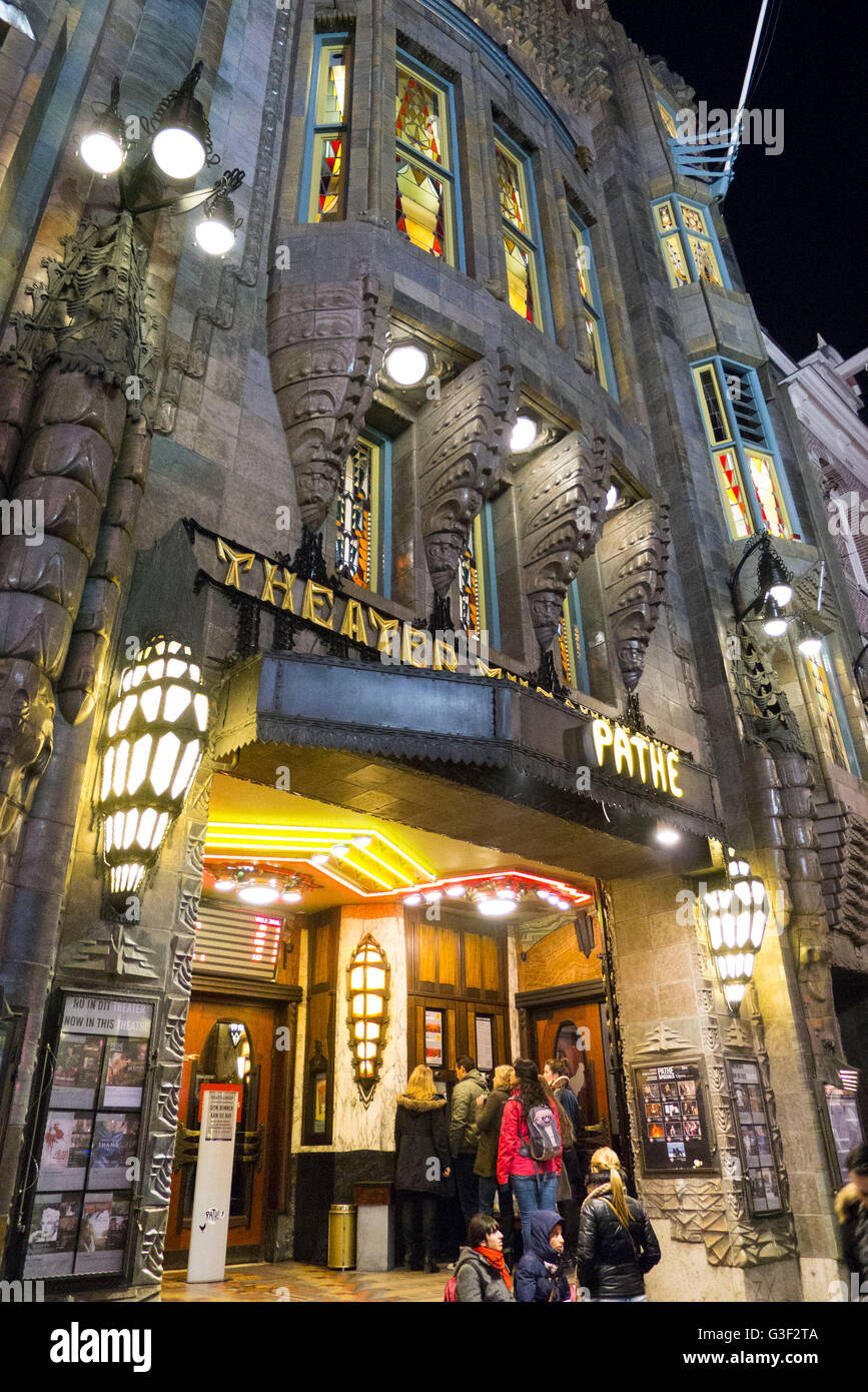 Historisches Kino 'Tuschinski', Nacht, Amsterdam, Holland, Niederlande Stockfoto