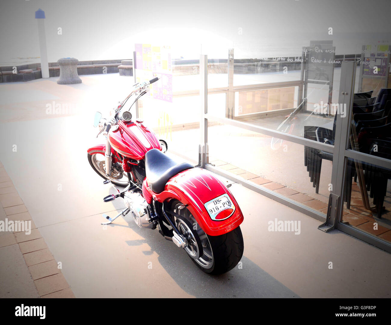 Eine individuelle Harley Davidson Fahrrad in Wimereux, Frankreich Stockfoto