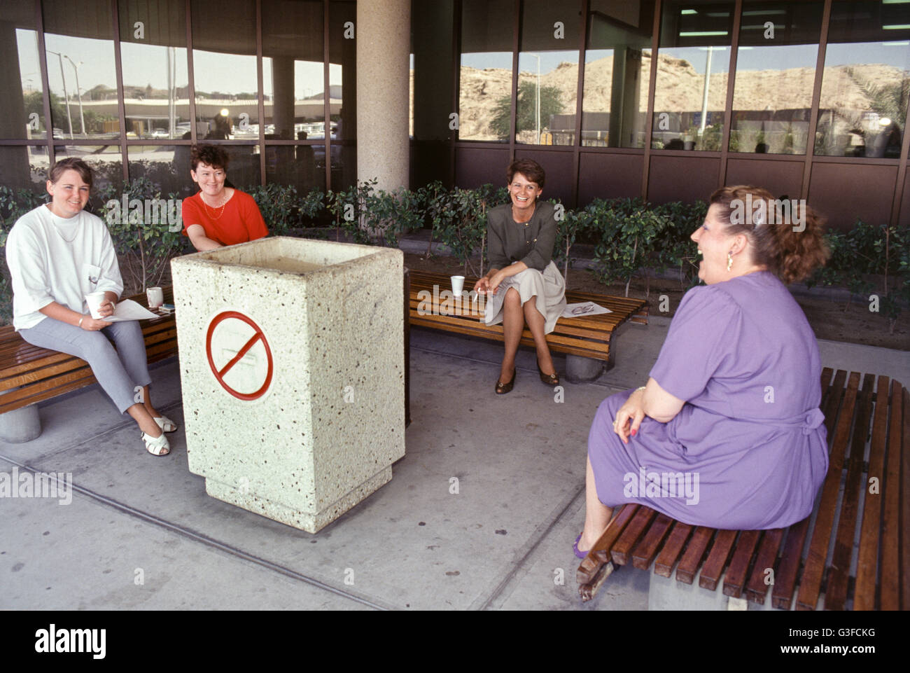 Ausländische Expats leben und arbeiten in Saudi Aramco Dhahran Ölgesellschaft zusammengesetzte. Stockfoto