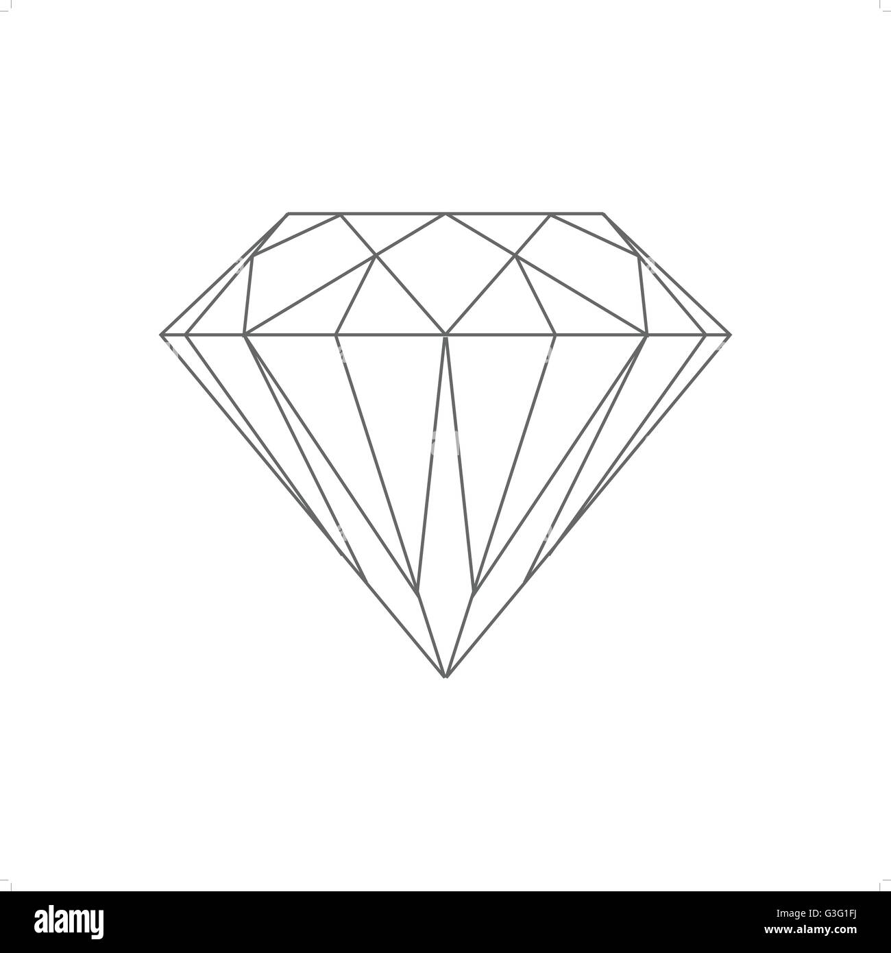 Schöne Strichzeichnung Diamant-Vektor-Illustration isoliert auf weißem Migrationshintergrund. Stock Vektor