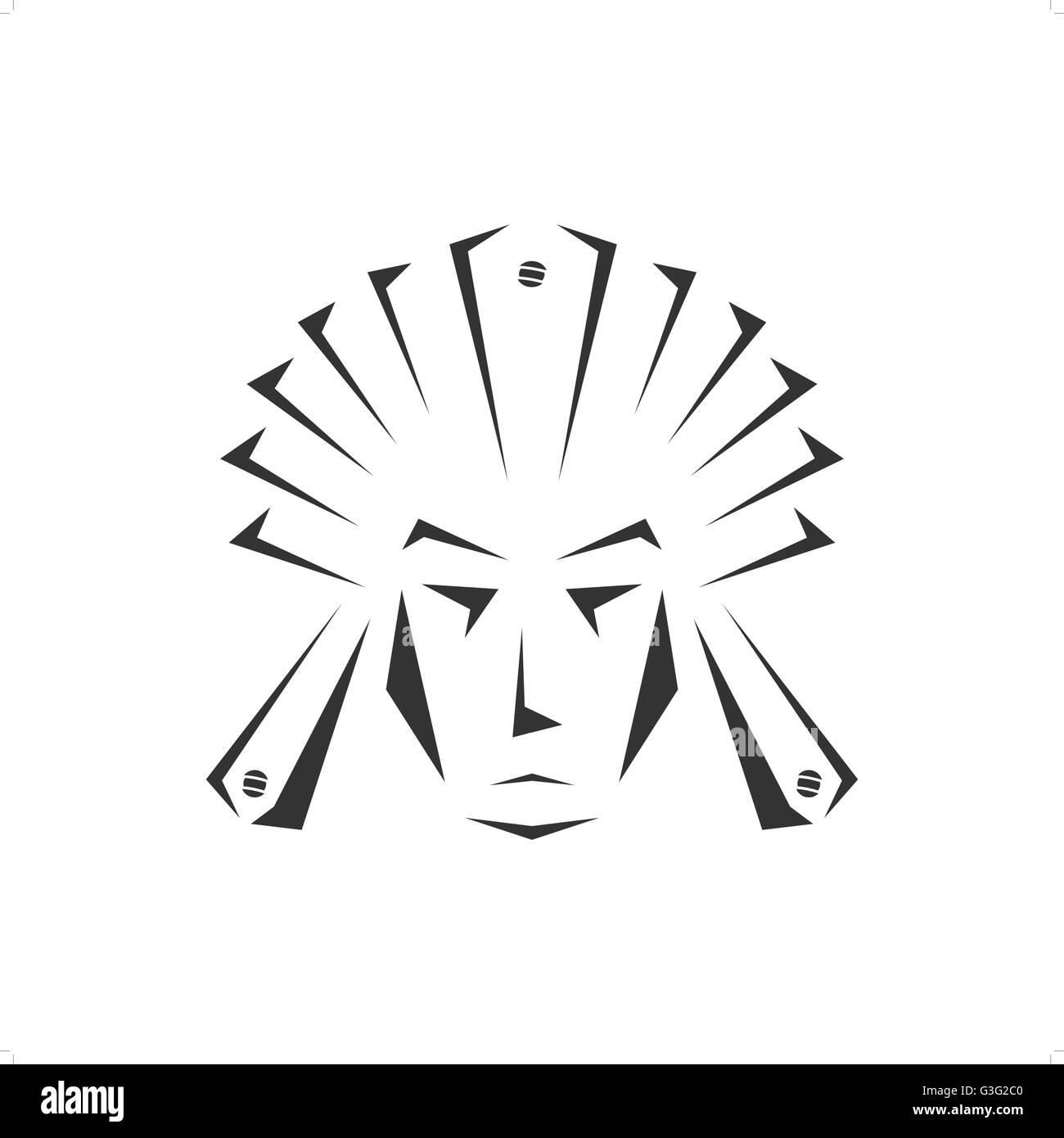 Indische Kopf Maskottchen-Vektor-Illustration isoliert auf weißem Hintergrund zu abstrahieren. Stock Vektor