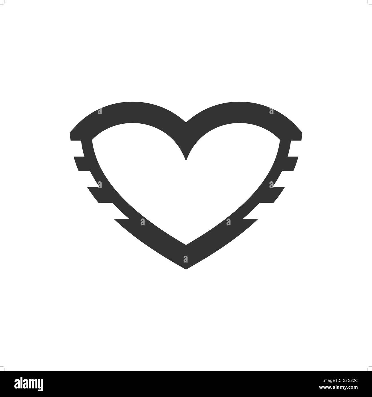 Wunderschöne stilisierte eiserne Herz für Valentinstag-Tag-Vektor-Illustration isoliert auf weißem Hintergrund. Stock Vektor