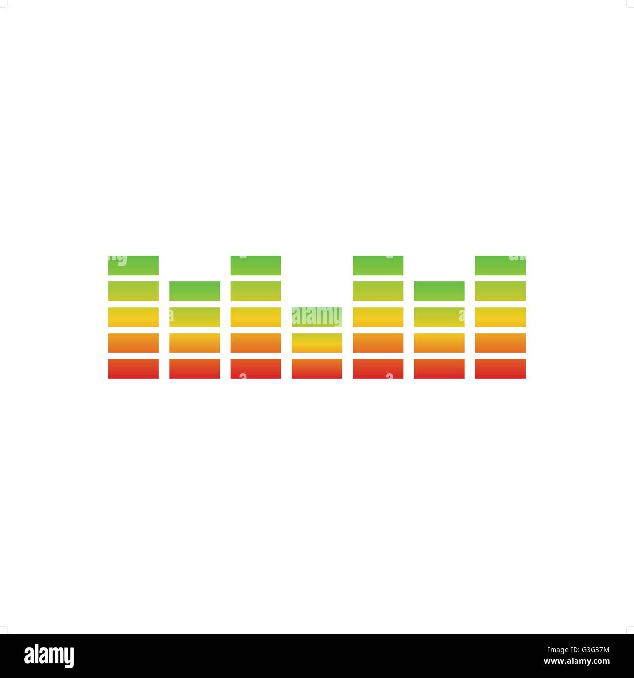 Regenbogen digital Equalizer oder bunte Musikbars Vektor-Illustration isoliert auf weißem Hintergrund. Stock Vektor