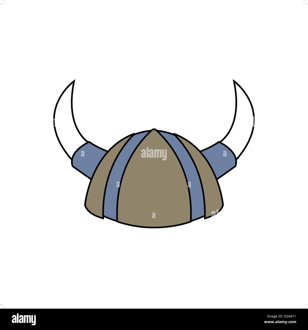 Strichzeichnung Wikinger Helm-Vektor-Illustration isoliert auf weißem ...