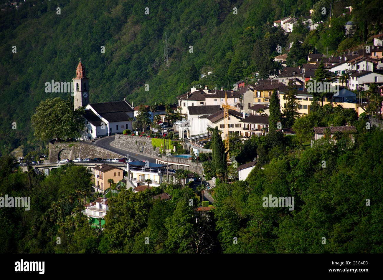 Stadt-Ronco über dem Lago Maggiore, Tessin, Schweiz Stockfoto