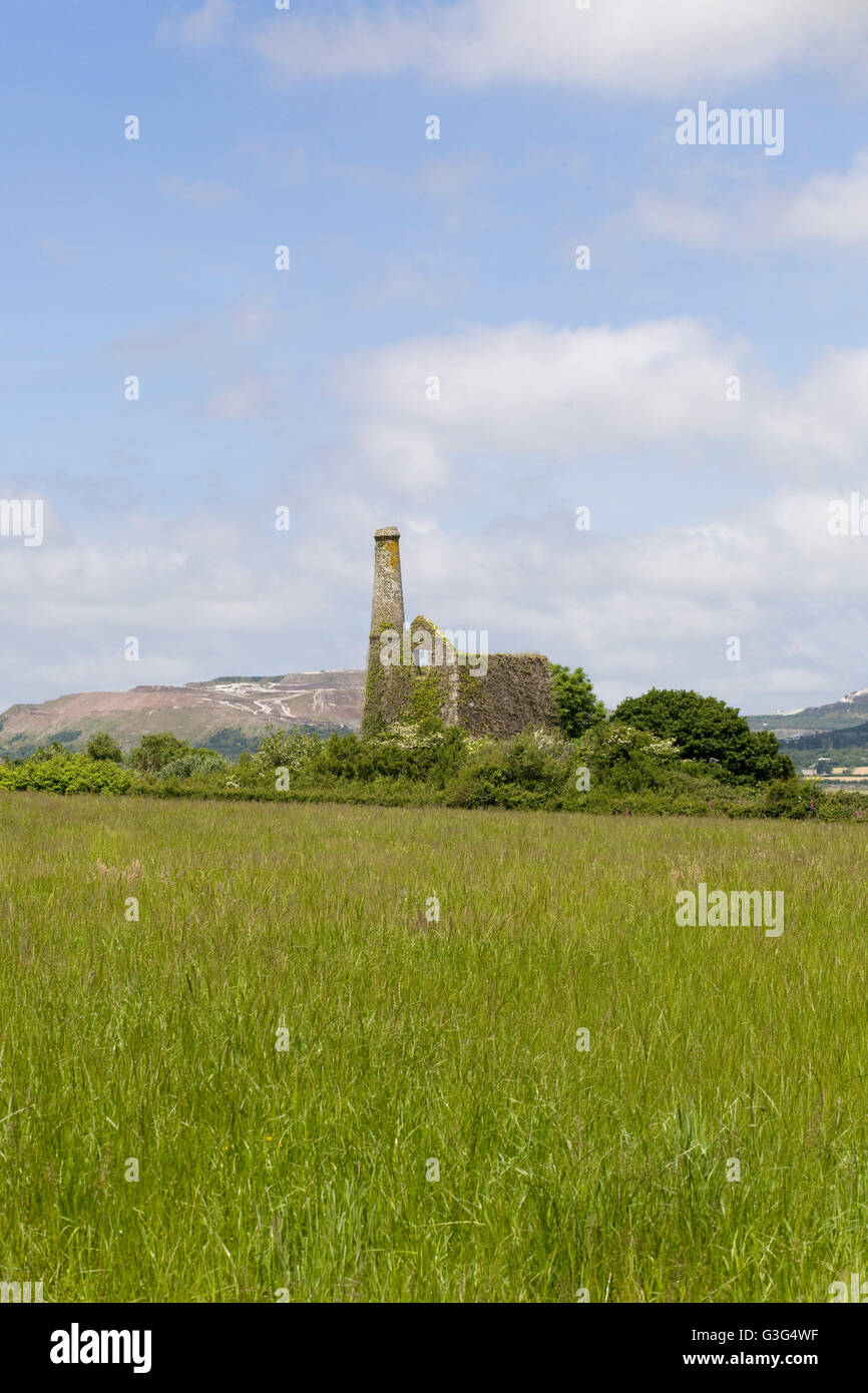 Eine alte Ruine Maschinenhaus übrig von kornische Zinn und Kupfer-Bergbau in Cornwall Stockfoto