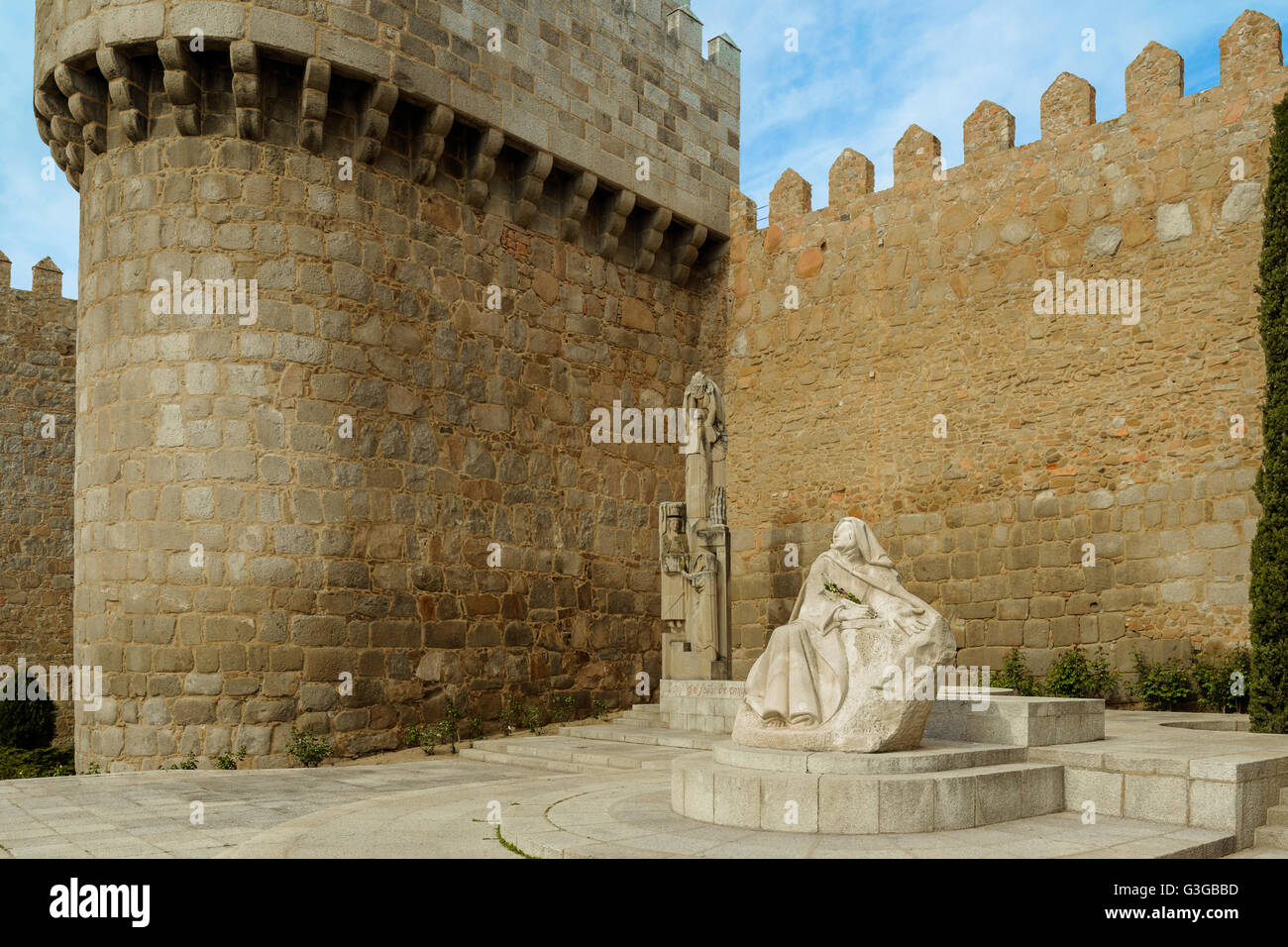 Denkmal der Heiligen Teresa von Jesus in der Nähe der Wand von Ávila, Kastilien und Leon, Spanien. Europa, Stockfoto