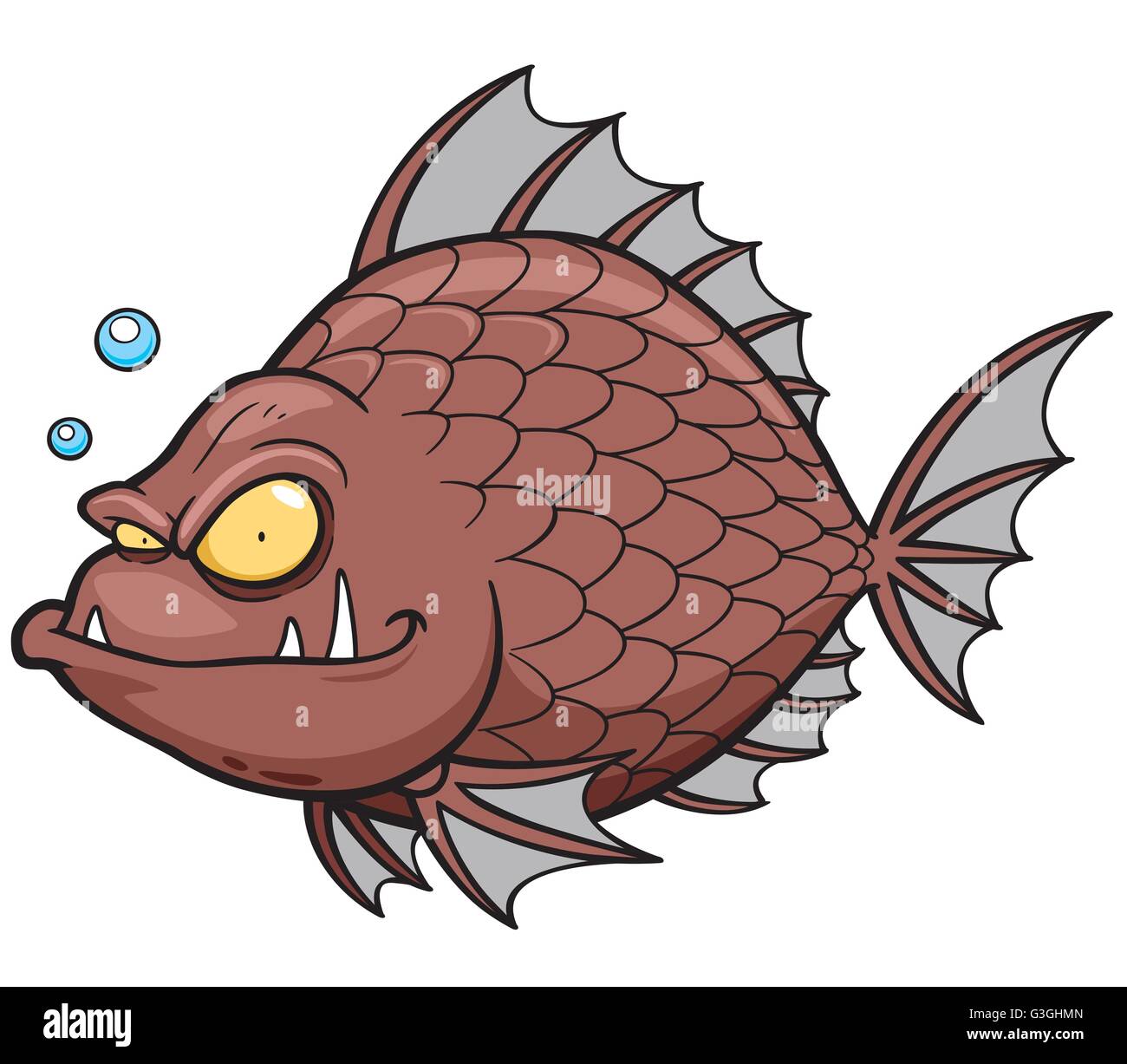 Vektor-Illustration von wütenden Cartoon Fisch Stock Vektor